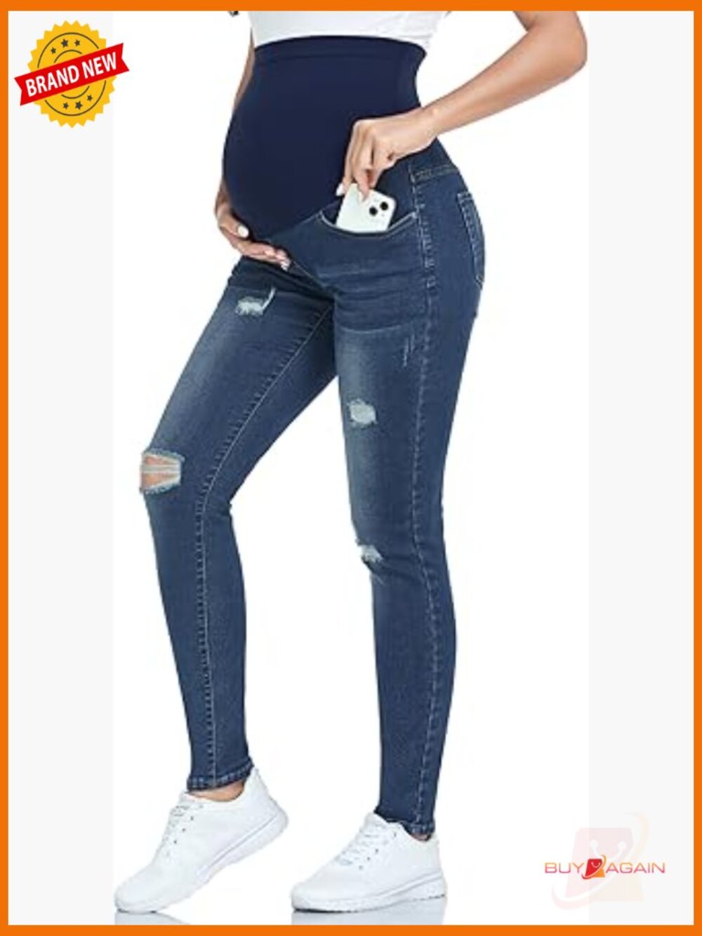 Maternity Skinny Over Belly Jeans Stretchy Denim Pants